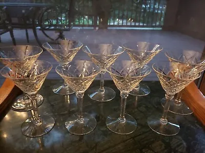 9 Pc. Cocktail & Sherbet Champagne Glasses Crystal Seneca Bubble Stem Cut 352-4 • $89.95