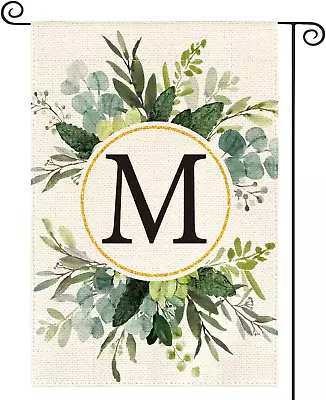 Monogram Letter M Floral Garden Flag 12X18 Inch Double Sided Outside Family Las • $10.58