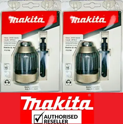 2xGenuine Makita P-33788 Keyless 13mm Metal Chuck &adaptor Convert From SDS Plus • £55.86