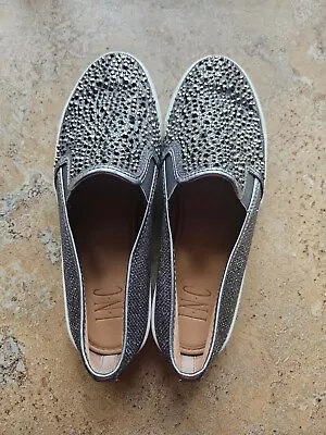 INC Sammee Sparkle Silver Bling Slip On Tennis Shoes Size 7 • $25