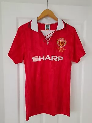 MANCHESTER UNITED FC 1994 FA CUP FINAL SHARP SCORE DRAW NO 7 HOME SHIRT  Sm • £23.80