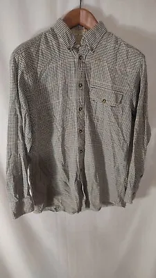 Orvis Mens Size Medium Houndstooth Flannel Button Up Long Sleeve Shirt *Read • $11.99