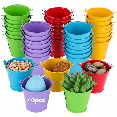 40PCS Mini Metal Bucket With Handle Small Clear Acrylic Boxes With Lids 2.2 ... • $36.29