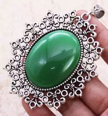 Outstanding Green Onyx 925 Silver Plated Handmade Pendant Of 3.3  Ethnic • $1.99