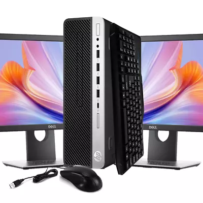 HP Desktop Computer PC I7 32GB RAM 1TB SSD Dual 24  LCDs Windows 11 WiFi • $479