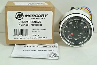 # 8M0069427 Mercury Mercruiser Smartcraft SC1000 Oil Pressure Gauge 80psi Black • $89.95