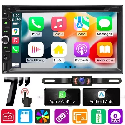 Double Din Car Stereo Carplay Ca Radio CD DVD FM Player Bluetooth +Backup Camera • $112.70