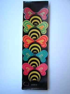 Vintage 1960s Blacklight Mobile Insect Wing Psychedelic Trippy Hippy Noveline Co • $50