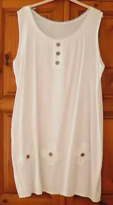 Women's Hand Made Crochet Neck Buttoned Summer Casual Beach Dress Size XL UK 16 • £9.99