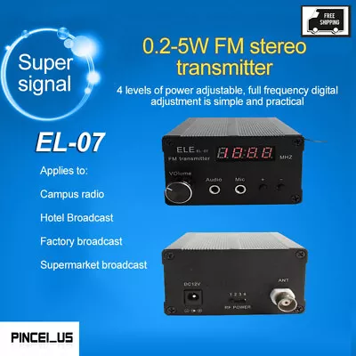 EL-07 0.5W/5W Stereo FM Transmitter Wireless Audio Broadcast Radio Transmitter • $58.06