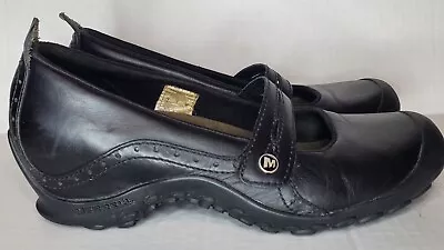 Merrell Plaza Bandeau Mary Jane Leather Slip On Walking Shoes Black Women's 7.5 • $28.99