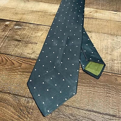 Wemblon By Wembley Necktie Mens Green Polka Dot Polyester Tie Modern - 55”x3.75” • $10.04