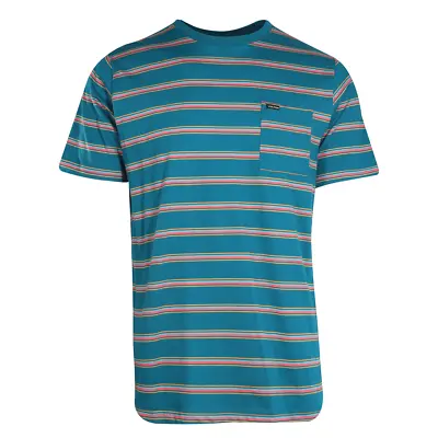 Volcom Men's T-Shirt Ocean Teal Striped S/S Tee (S33) • $16.68