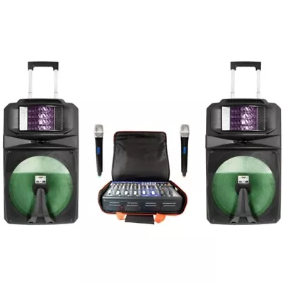 VOCOPRO BAND-GO Complete PA 15  Speaker System Wireless Mics & Built-in Lights • $1499.99