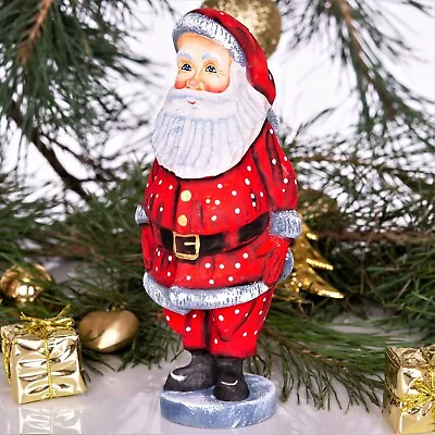 Wooden Carved Santa Claus Figurine 7  Russian Santa Ded Moroz MADE IN UKRAINE • £35.68