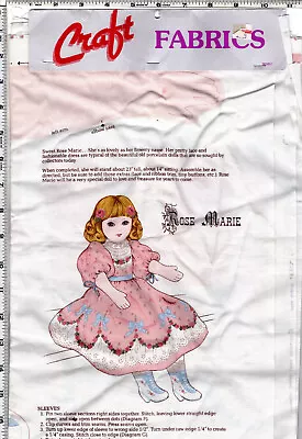 Vintage Cranston Victorian Rose Marie Doll 22” Cut & Sew Fabric Panel • $17.99