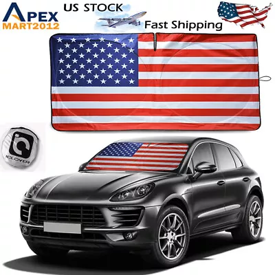 Car Windshield Sun Shade Cover US Flag Front Window Protector Auto Truck SUV  • $10.99