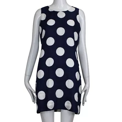 ISLAND COMPANY NAVY/WHITE POLKA DOT LINEN DRESS - Size MEDIUM • $15