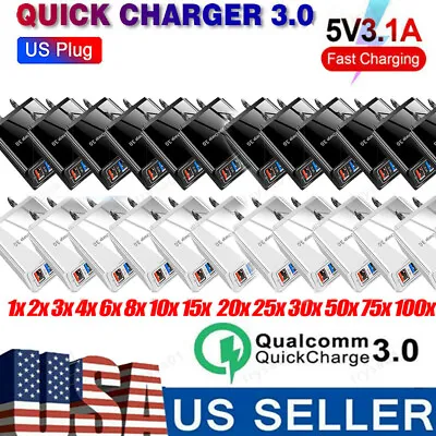 US 4 Port Fast Quick Charge QC 3.0 USB Hub Wall Home Charger Power Adapter Lot • $197.29