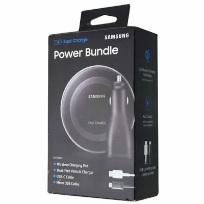 Samsung Wireless Charging Pad With Dual-Port Vehicle Charger Power Bundle -... • $12