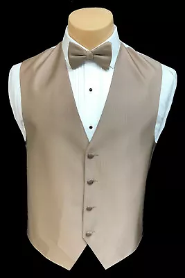 Men's Latte Brown Tuxedo Vest & Tie Choice Fullback Formal Wedding Groom Prom  • $8.99