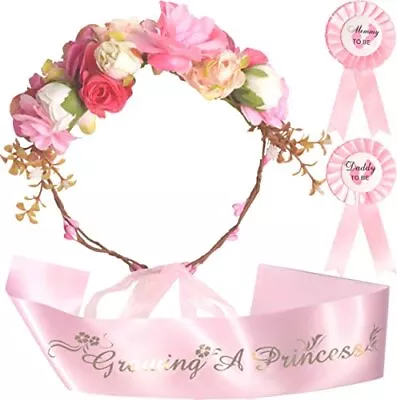 Baby Shower Decoration For Mom To Be And Dad To Be Pink Brown Flowers Tiara +... • $35.42