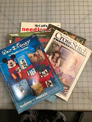 14 Plastic Canvas Cross Stitch Leaflets Including Mickey Mouse All Vintage • $18