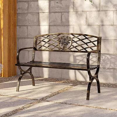 Outdoor Bench Patio Chair Metal Garden Furniture Deck Backyard Park Porch Seat • $129.95