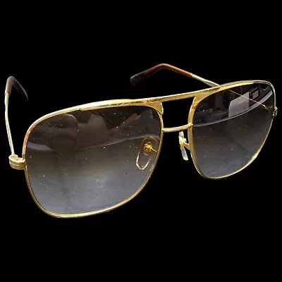 Opti-Ray Aviator Sunglasses Gold Frame Square 1970s Vintage (Scratches) • $34