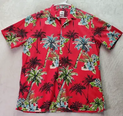 Zara Shirt Mens XL Red Hawaiian 100% Cotton Short Sleeve Relaxed Fit Button Down • $19.92