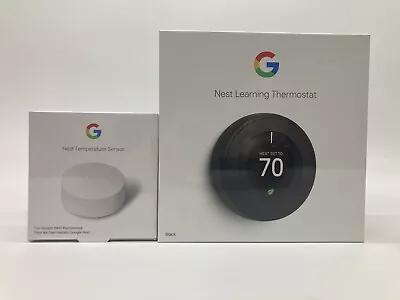 Google Nest Learning Thermostat Black T3016US + Nest Temperature Sensor Bundle • $205.10