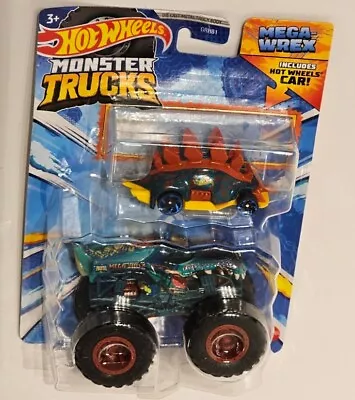Hot Wheels Mega Wrex Monster Trucks With Hot Wheels Car 1:64 Scale • £13.47