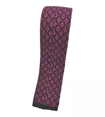 ETRO Men's 100% Wool Knit Necktie LUXURY Tie Purple Gray Geometric W:2.2  EUC  • $51