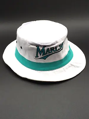 Vintage Florida Miami Marlins White Teal Game Promotional Kleenex Bucket Hat NOS • $14.21