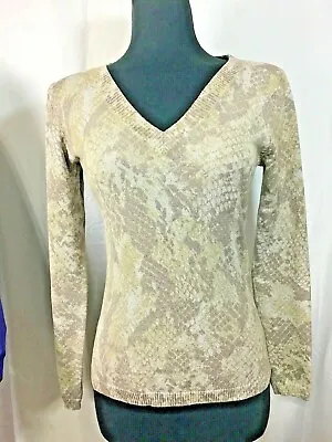 Blingy Womens Sweater Pullover Flashy Metallic V Neck Snake Print Sz Med B109 • $8.05