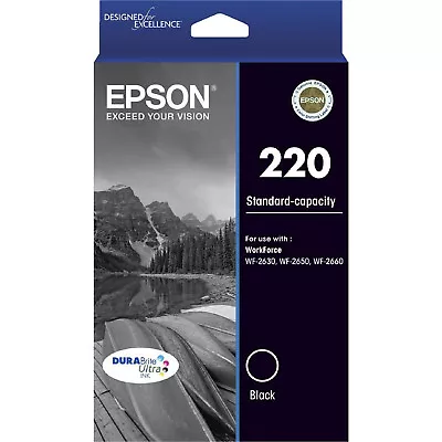 GENUINE Original Epson 220 Black Ink Cartridge WF-2630 WF-2650 WF-2660 T293192 • $25.99