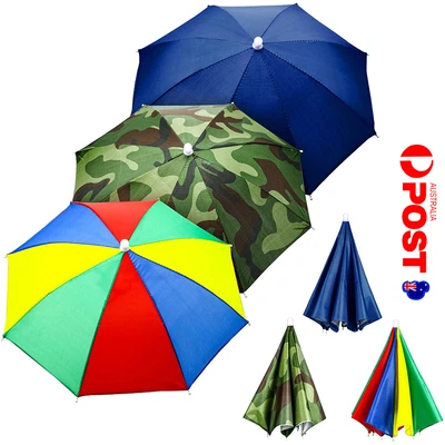 $16.99 • Buy 3pcs Set Sun Umbrella Hat Rain Foldable Golf Fishing Camping Headwear Head Cap 
