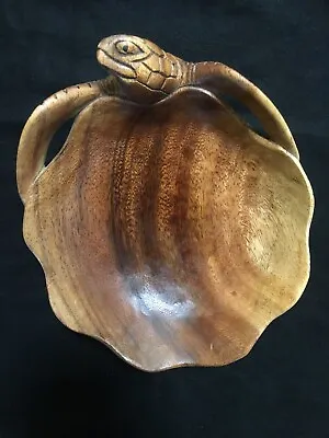 Vintage Solid Hand Carved Teak Wood Turtle Honu Bowl From Hawaii 8  • $49.50