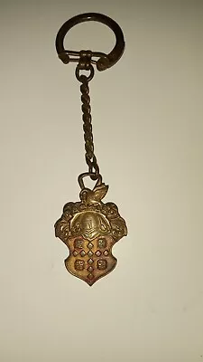 Vtg Packard Crest Shield Keychain Fob Swan Knight Gold Tone Red RARE READ • $25