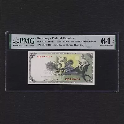 1948 Germany - Federal Republic 5 Deutsche Mark Pick#13i PMG 64 EPQ UNC • $157.50