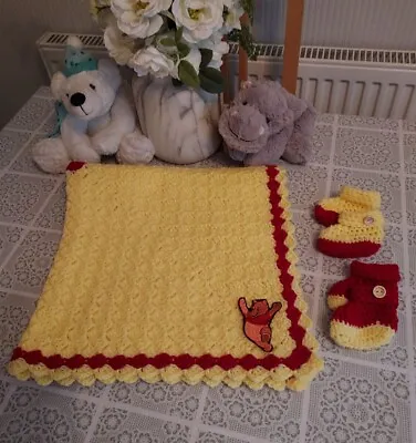Crochet Baby Blanket. Yellow And Red Cot Crib Car Seat. Prop • £12
