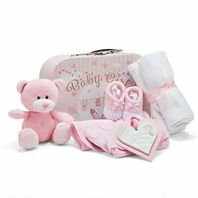 Baby Gift Set–Newborn Baby Gifts Include Baby Clothes Muslin Cloths Pink Teddy • £20