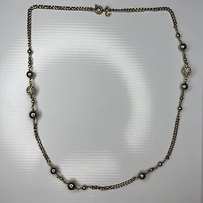 H3 J Crew Gold Chain Green Pearls Crystals Boho Hippie Retro Necklace 32” • $7.25