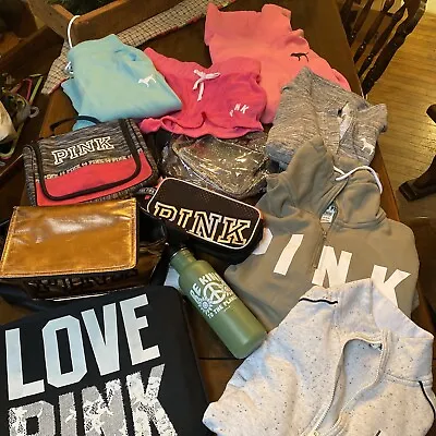 Victoria’s Secret PINK Clothing 4 Hoodie Jogger Shorts Bags Lot Of 12 Small • $80