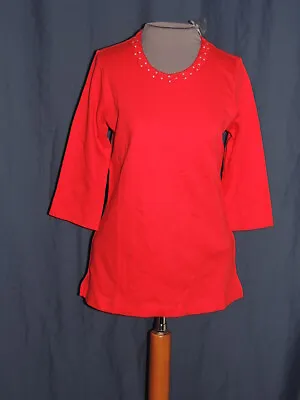 Quaker Factory Red Cotton Knit Top NWOT Brand Sz XXS   • $8