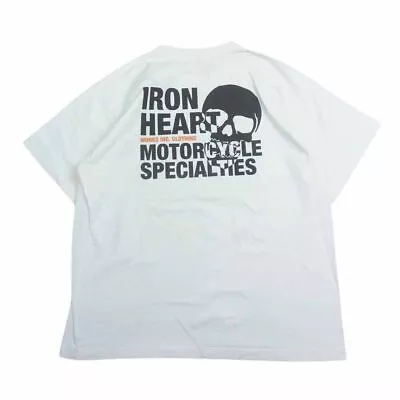 Iron Heart Double Sided Print Short Sleeve T-Shirt White L W54cm/L63cm JAPAN • $160.81
