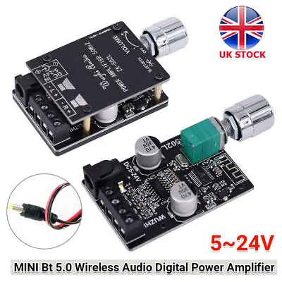 MINI Bluetooth 5.0 Wireless Audio Digital Power Amplifier Stereo Board Amp UK • £10.79