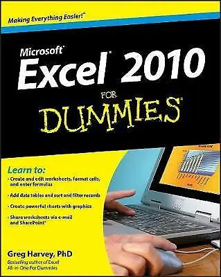 £4 • Buy Excel 2010 For Dummies By Greg Harvey (Paperback, 2010)