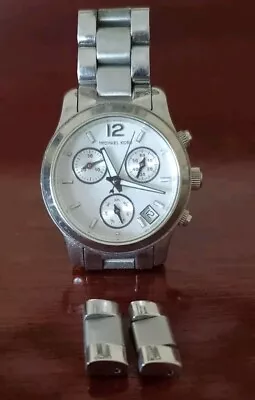 Michael Kors Women's Watch 5428 Stainless Steel & Silver Dial Runway Chronograph • $65