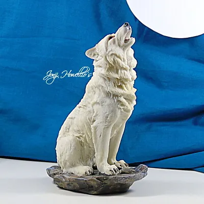 £16.90 • Buy Wolf Howling Ornament Figurine Sculpture Statue Winter White Art Home Decor Gift
